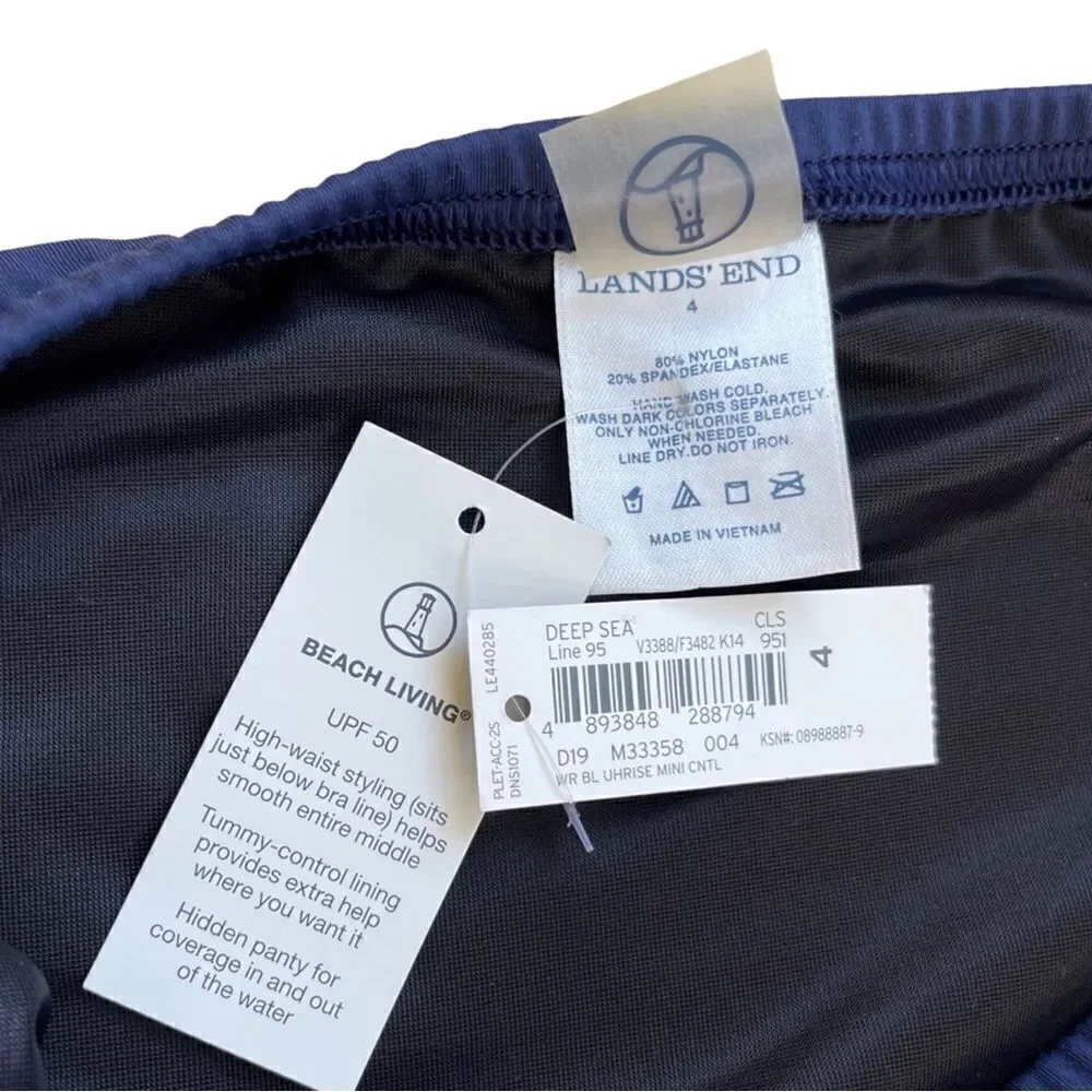 Land’s End Women's High Waisted Modest Swim Skirt Swim Bottoms • Navy • 4 • NWT